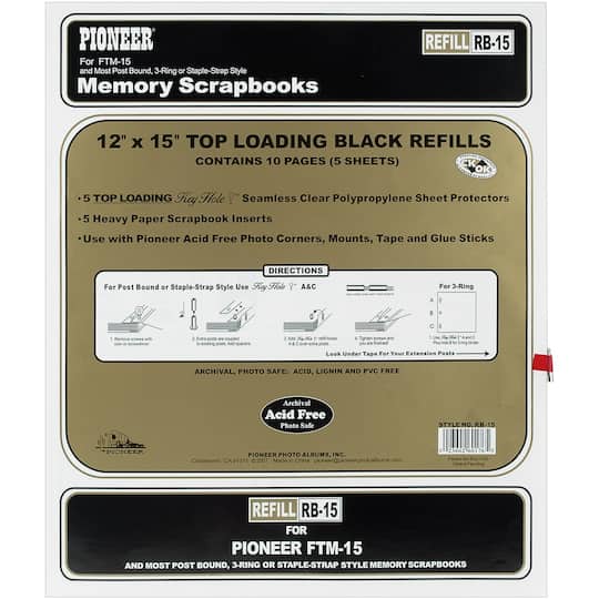 Pioneer&#xAE; 12&#x22; x 15&#x22; Universal Top-Loading Page Protectors with Black Inserts